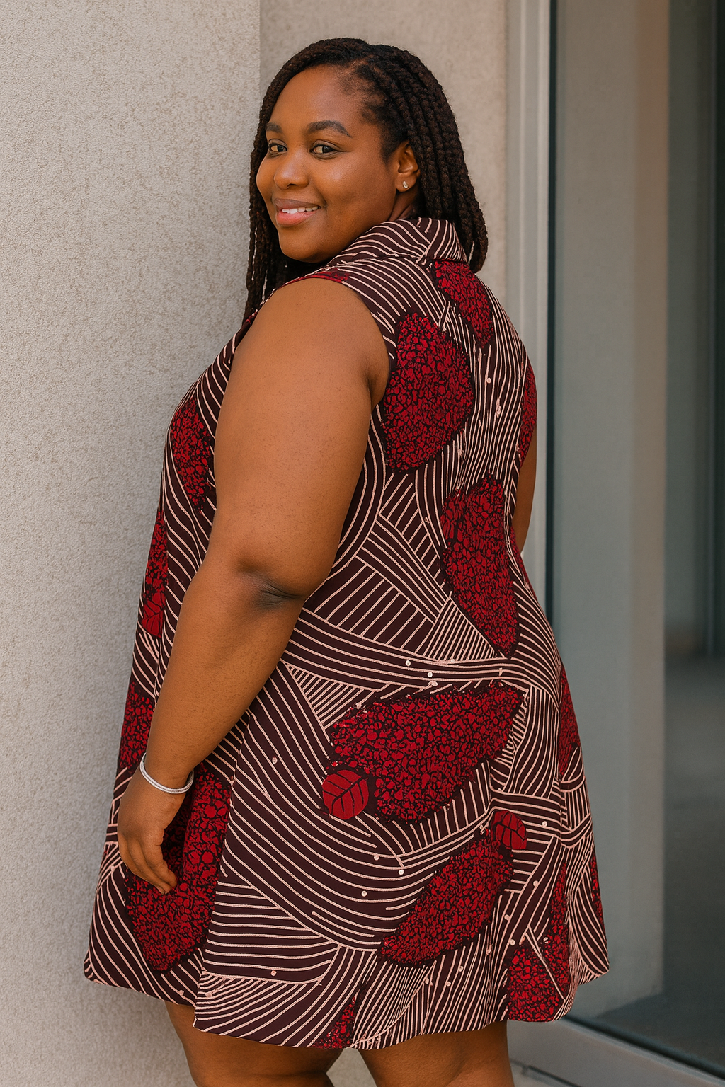 Crimson Ankara Dress