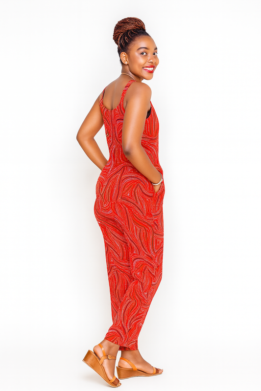 Crimson Swirl Jumpsuit