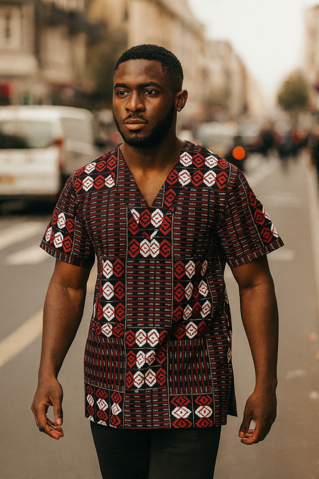 Red & White Tribal Elegance Scrub