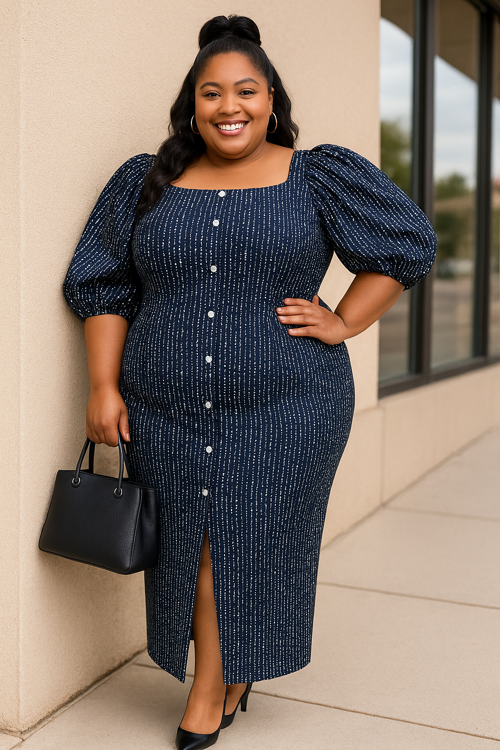 Ankara Puff Sleeve Dress