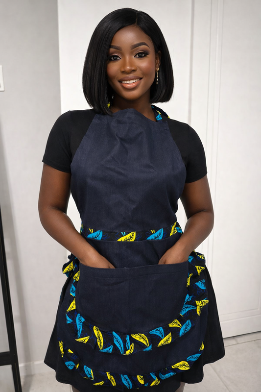 Midnight Leaf African Print Apron