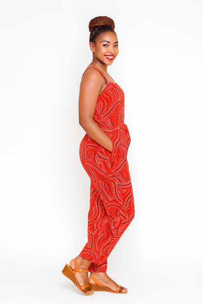 Crimson Swirl Jumpsuit