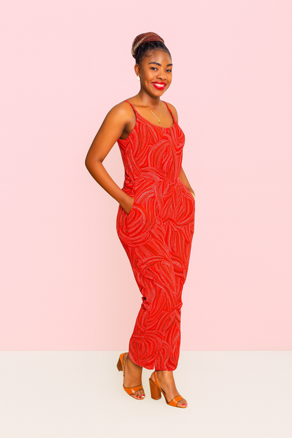 Crimson Swirl Jumpsuit