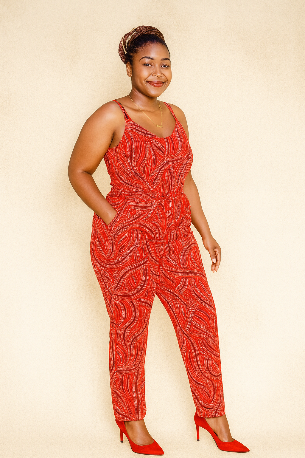 Crimson Swirl Jumpsuit