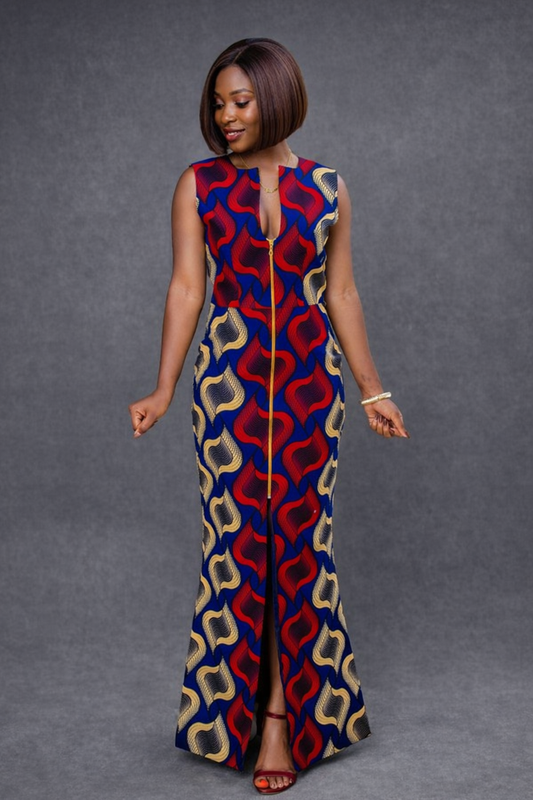 Afro Chic Wave Maxi Dress