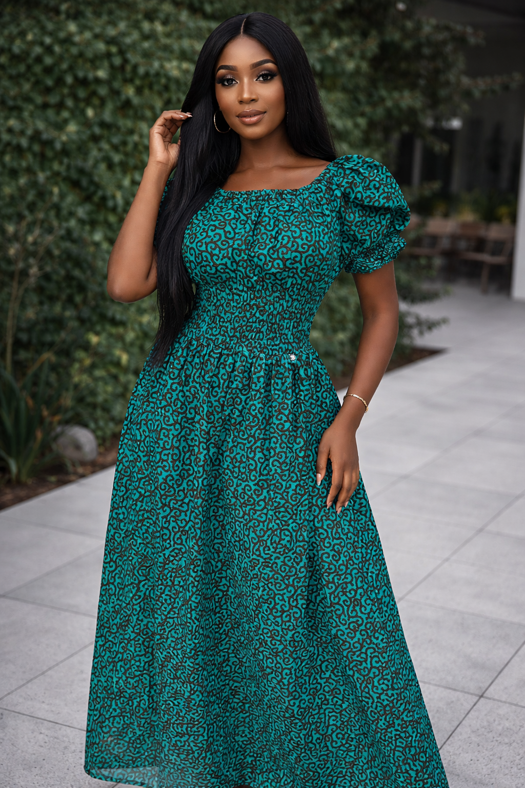 AfroChic Puff Sleeves Dress
