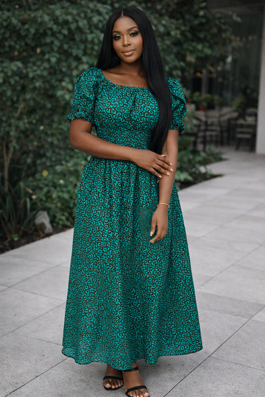 AfroChic Puff Sleeves Dress