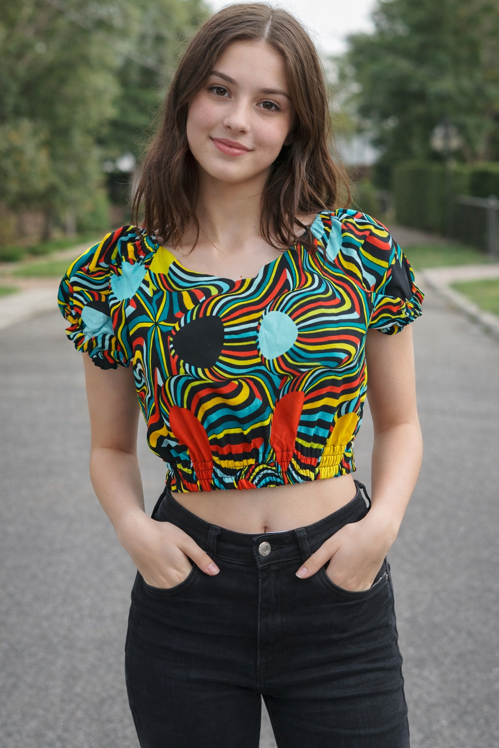 Rainbow Ripple Ankara Crop Top
