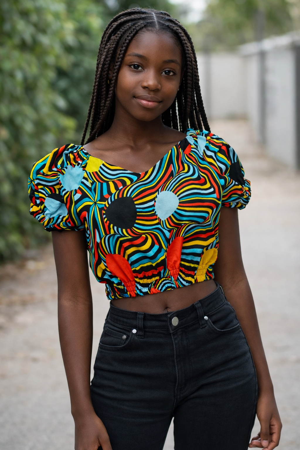 Rainbow Ripple Ankara Crop Top