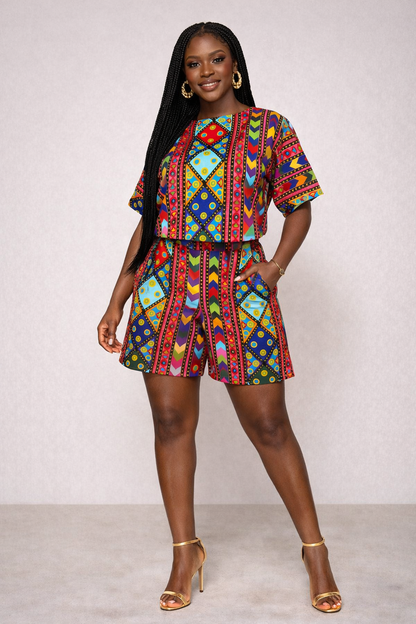 Ankara Two-Piece Shorts Set