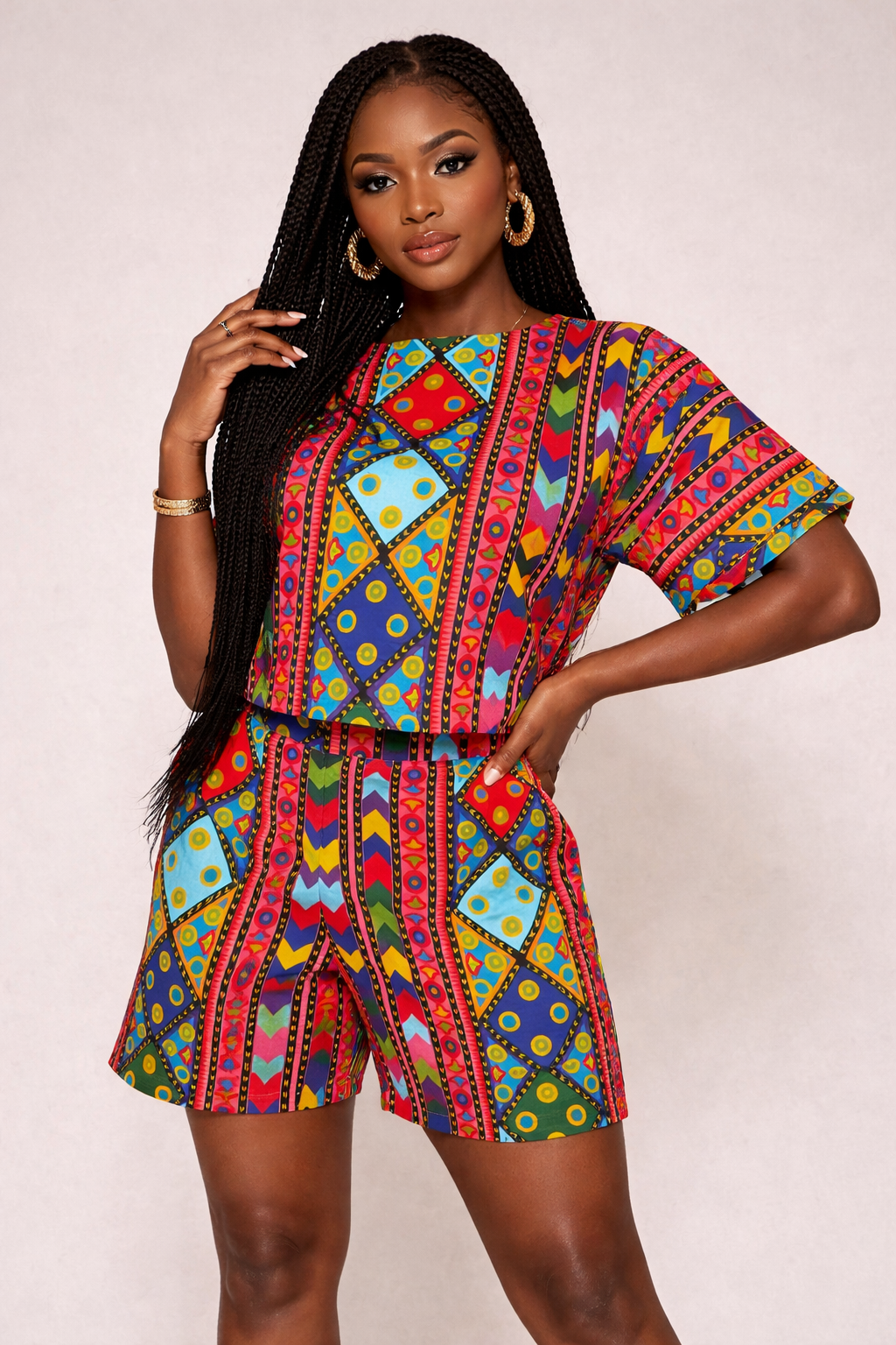 Ankara Two-Piece Shorts Set