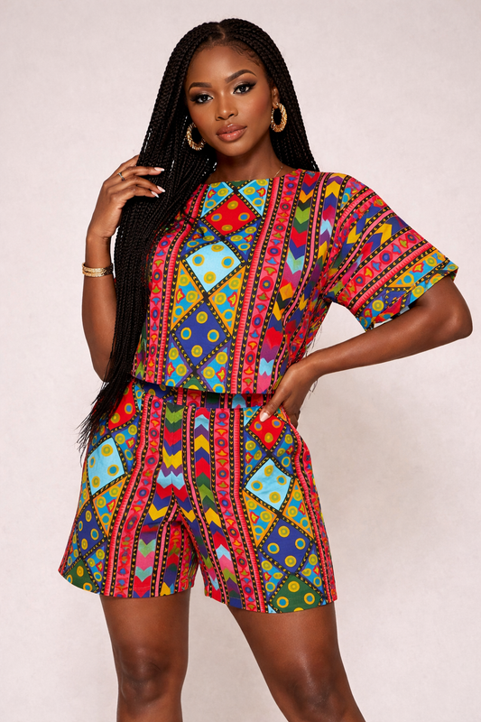 Ankara Two-Piece Shorts Set