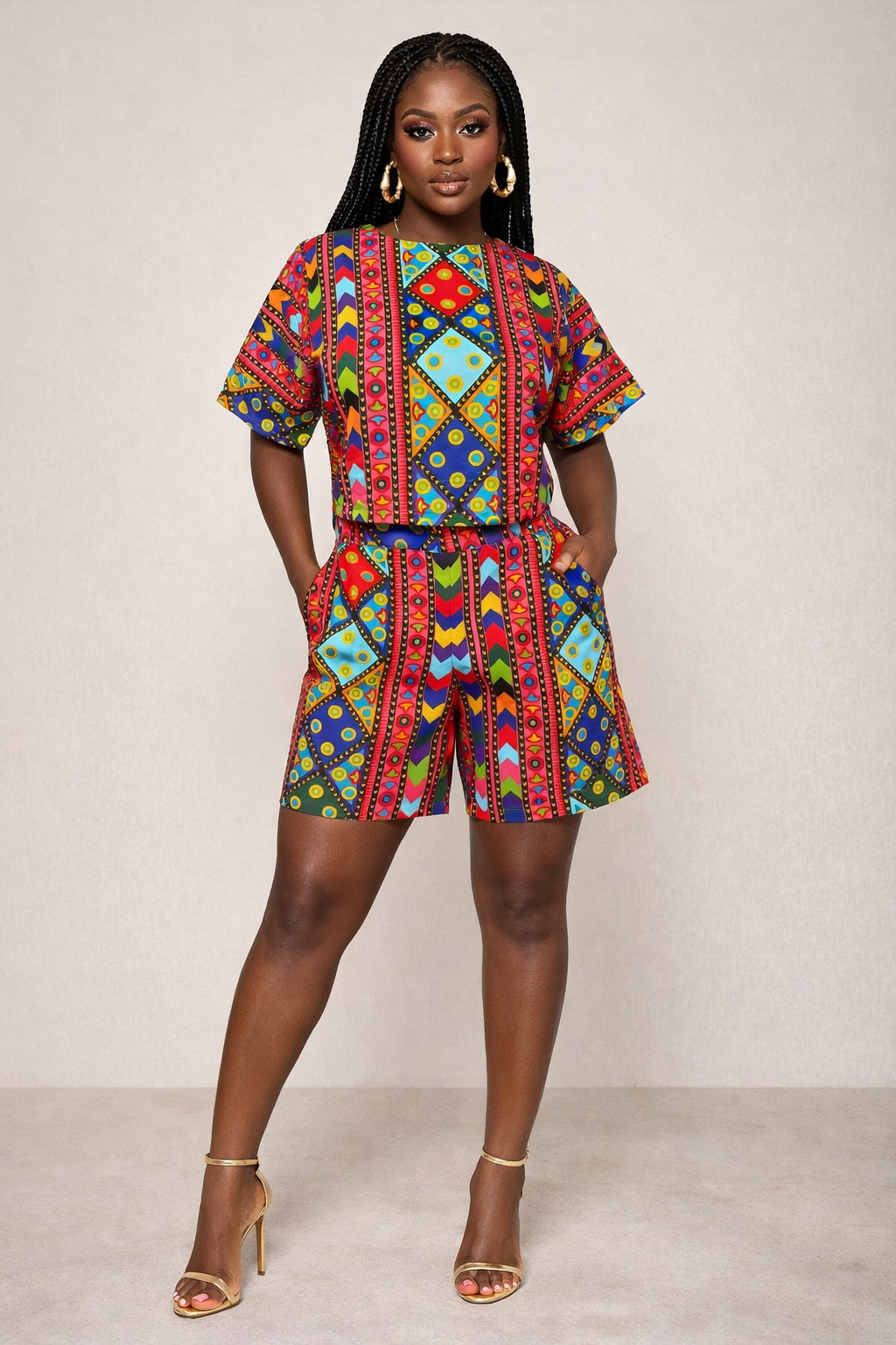 Ankara Two-Piece Shorts Set