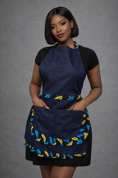 Midnight Leaf African Print Apron