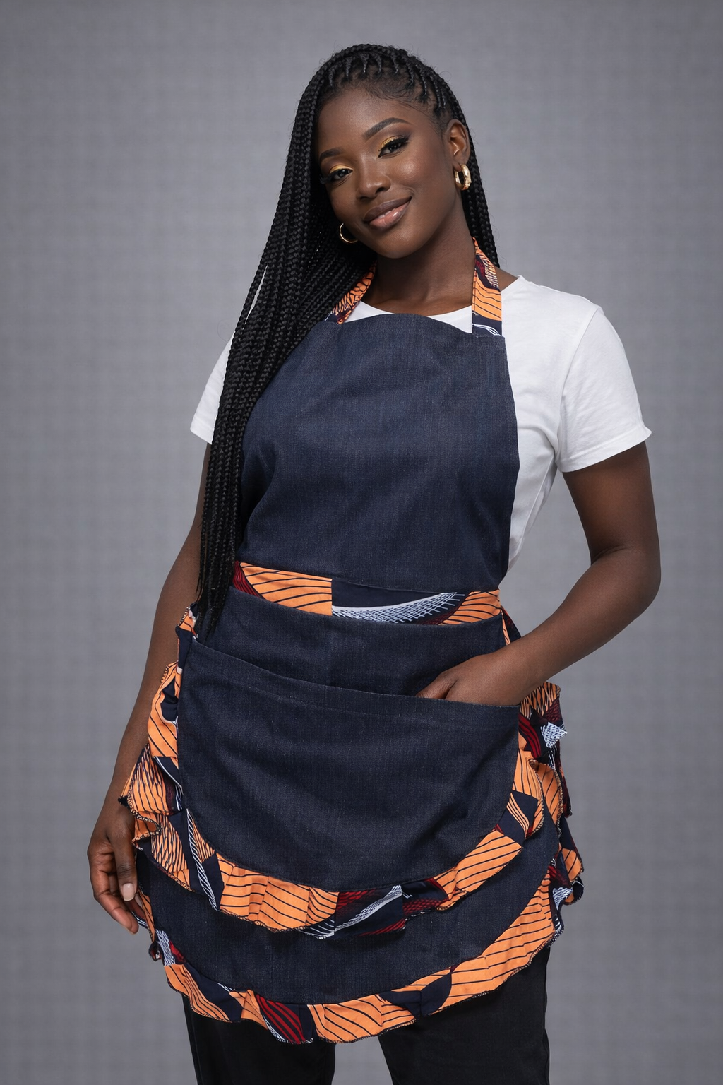 Indigo Ember African Print Apron