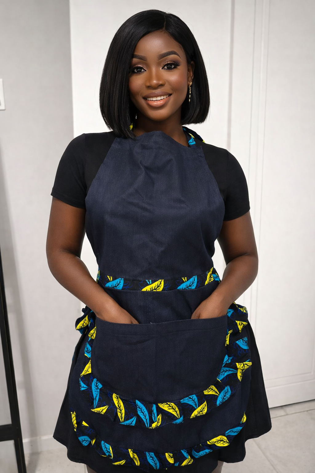 Midnight Leaf African Print Apron