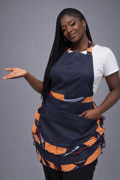 Indigo Ember African Print Apron