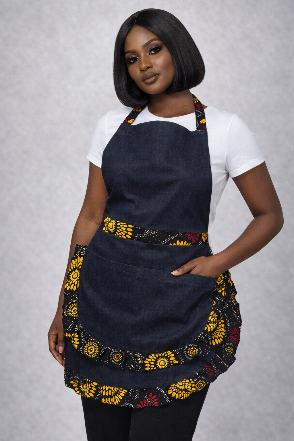 Golden Bloom African Print Apron