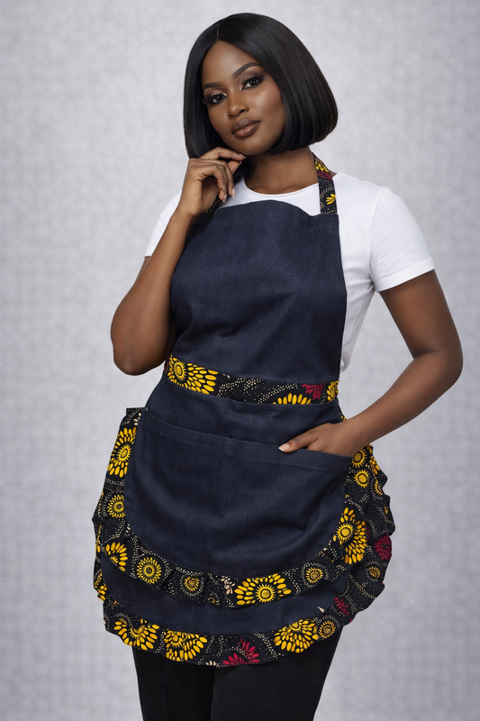 Golden Bloom African Print Apron