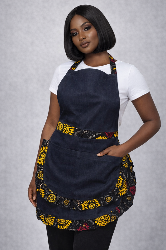 Golden Bloom African Print Apron