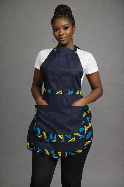 Midnight Leaf African Print Apron