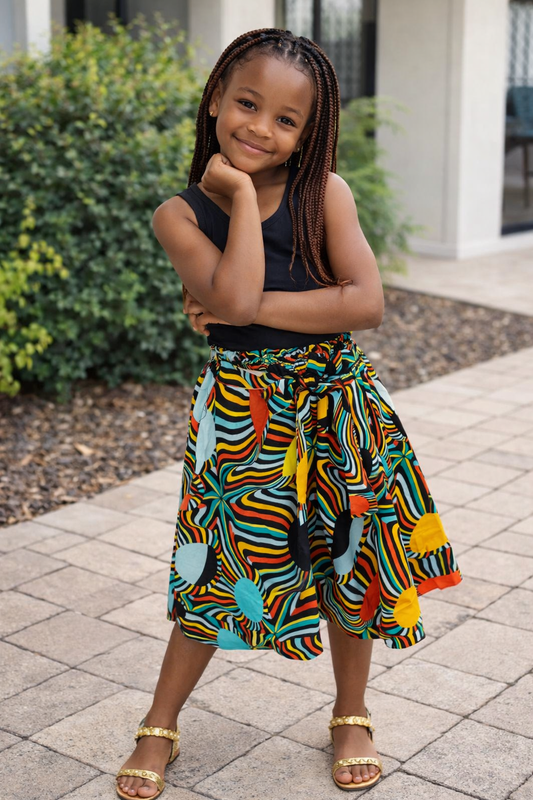 Rainbow Ripple Ankara Skirt