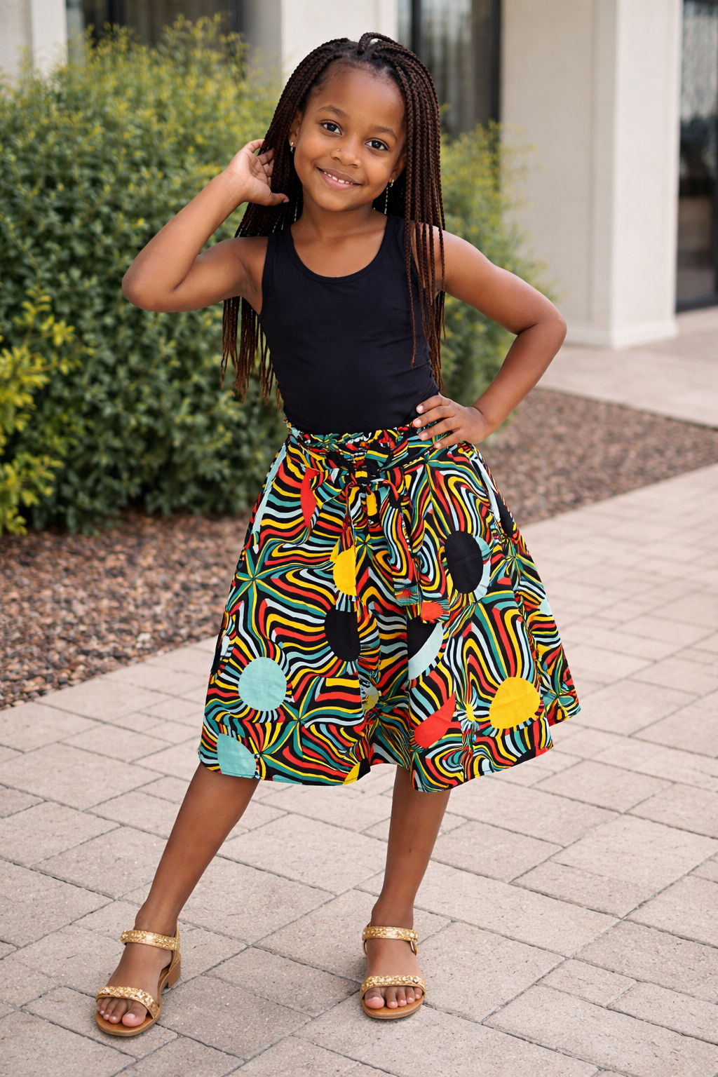 Rainbow Ripple Ankara Skirt